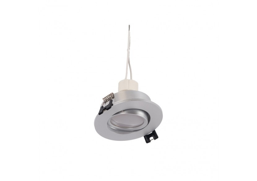 10x Collerette downlight orientable argent diamètre 90mm et Ampoule GU10 5W et Douille GU10 - K981-R-G-270-10 - Barcelona LED