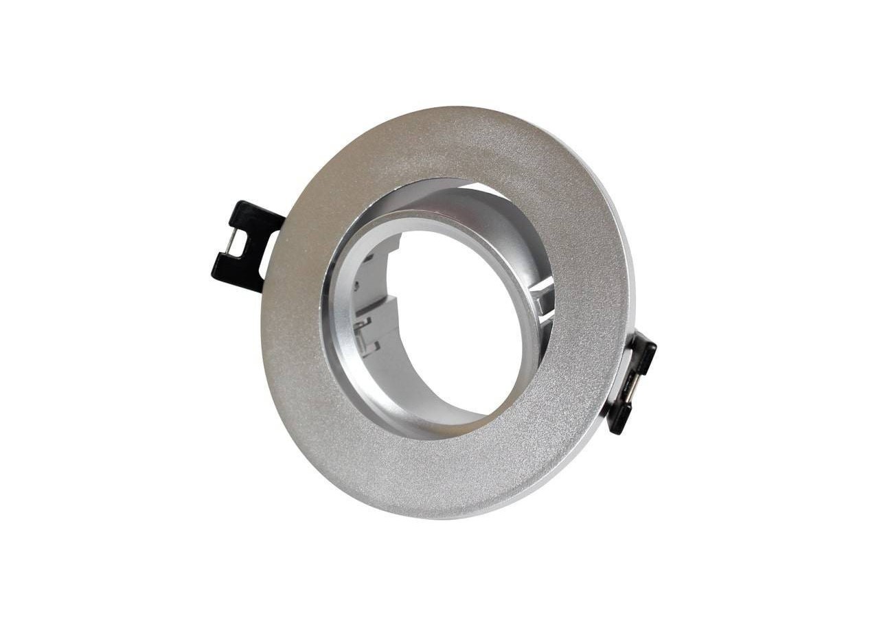 10x Collerette downlight orientable argent diamètre 90mm et Ampoule GU10 5W et Douille GU10 - K981-R-G-270-10 - Barcelona LED