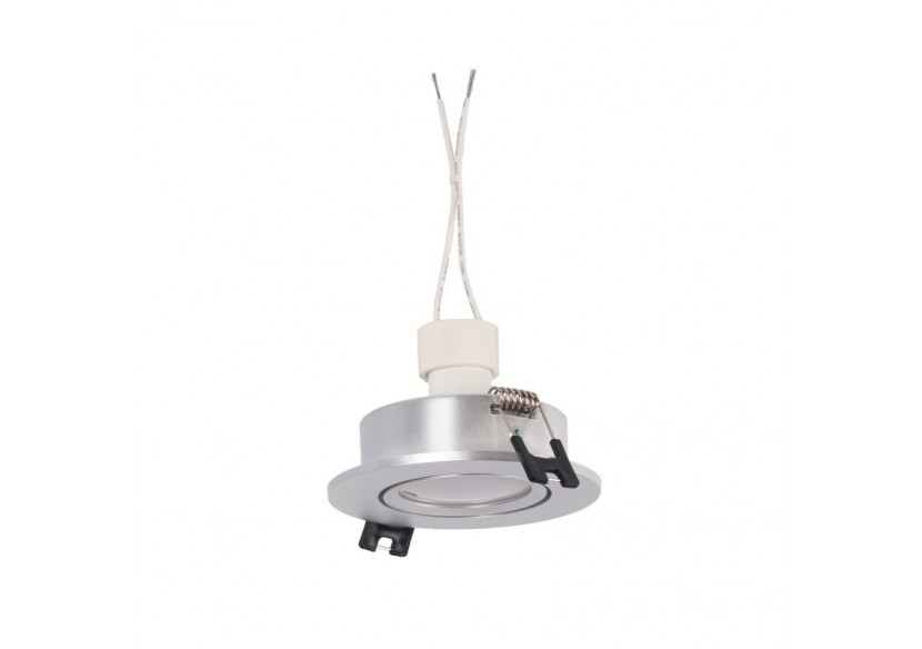 10x Collerette downlight orientable argent diamètre 90mm et Ampoule GU10 5W et Douille GU10 - K981-R-G-BC-10 - Barcelona LED