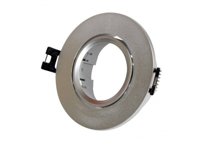 10x Collerette downlight orientable argent diamètre 90mm et Ampoule GU10 5W et Douille GU10 - K981-R-G-BF-10 - Barcelona LED