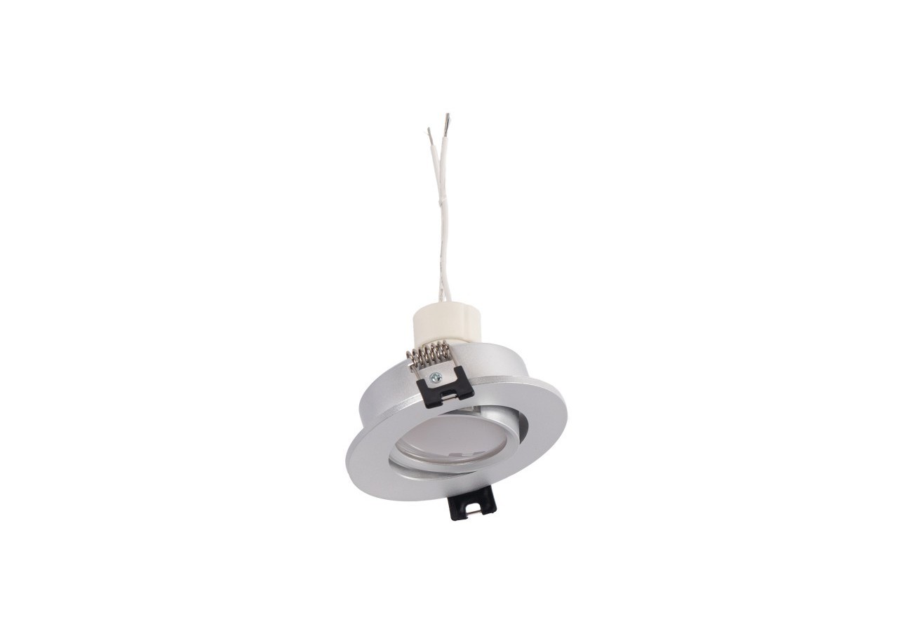10x Collerette downlight orientable argent diamètre 90mm et Ampoule GU10 5W et Douille GU10 - K981-R-G-BF-10 - Barcelona LED
