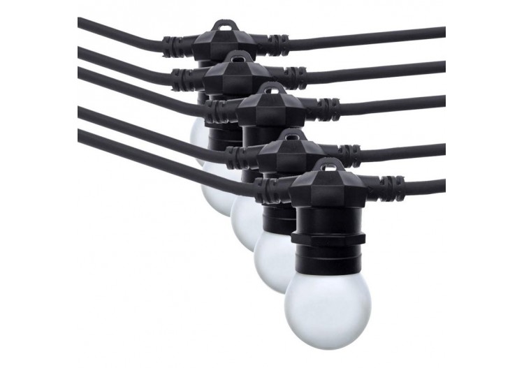 Kit guirlande lumineuse extérieure 10m + 10 ampoules LED E27 1W-IP44-Blanc chaud - K_L1500-N - Barcelona LED