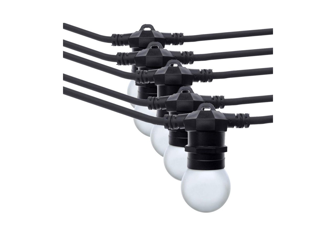 Kit guirlande lumineuse extérieure 10m + 10 ampoules LED E27 1W-IP44-Blanc chaud - K_L1500-N - Barcelona LED