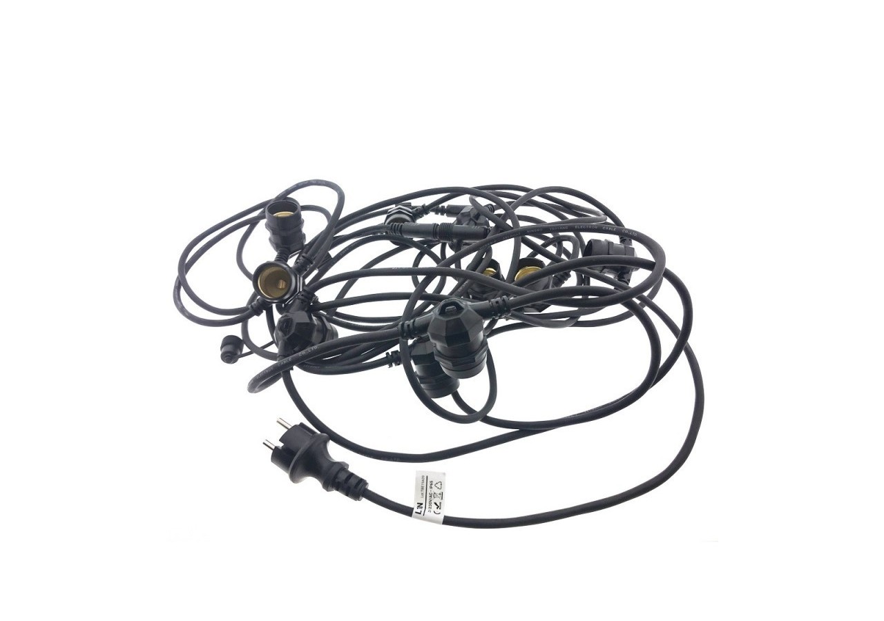 Kit guirlande lumineuse extérieure 10m + 10 ampoules LED E27 1W-IP44-Blanc chaud - K_L1500-N - Barcelona LED