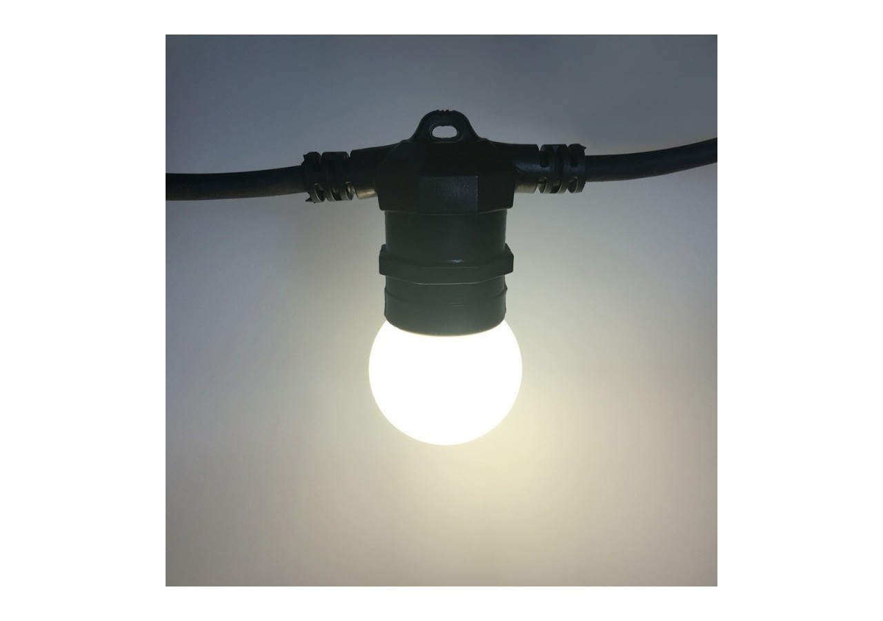 Kit guirlande lumineuse extérieure 10m + 10 ampoules LED E27 1W-IP44-Blanc chaud - K_L1500-N - Barcelona LED
