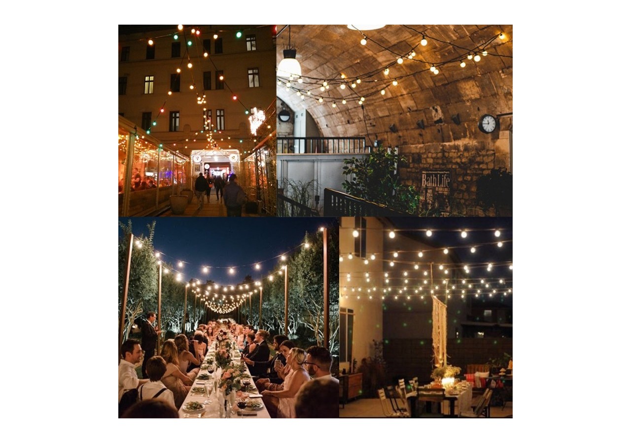 Kit guirlande lumineuse extérieure 10m + 10 ampoules LED E27 1W-IP44-Blanc chaud - K_L1500-N - Barcelona LED