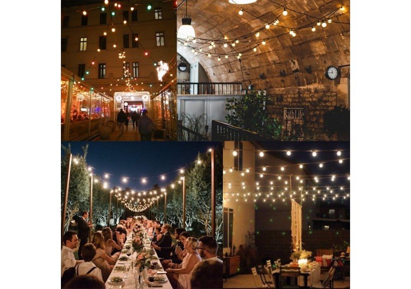 Kit guirlande lumineuse extérieure 10m + 10 ampoules LED E27 1W-IP44-Blanc chaud - K_L1500-N - Barcelona LED Kit guirlande lumineuse extérieure 10m + 10 ampoules LED E27 1W-IP44-Blanc chaud - K_L1500-N - Barcelona LED