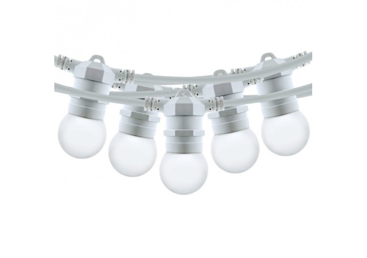 Kit guirlande lumineuse extérieure 10m + 10 ampoules LED E27 1W-IP44-Blanc chaud - K_L1500-B - Barcelona LED