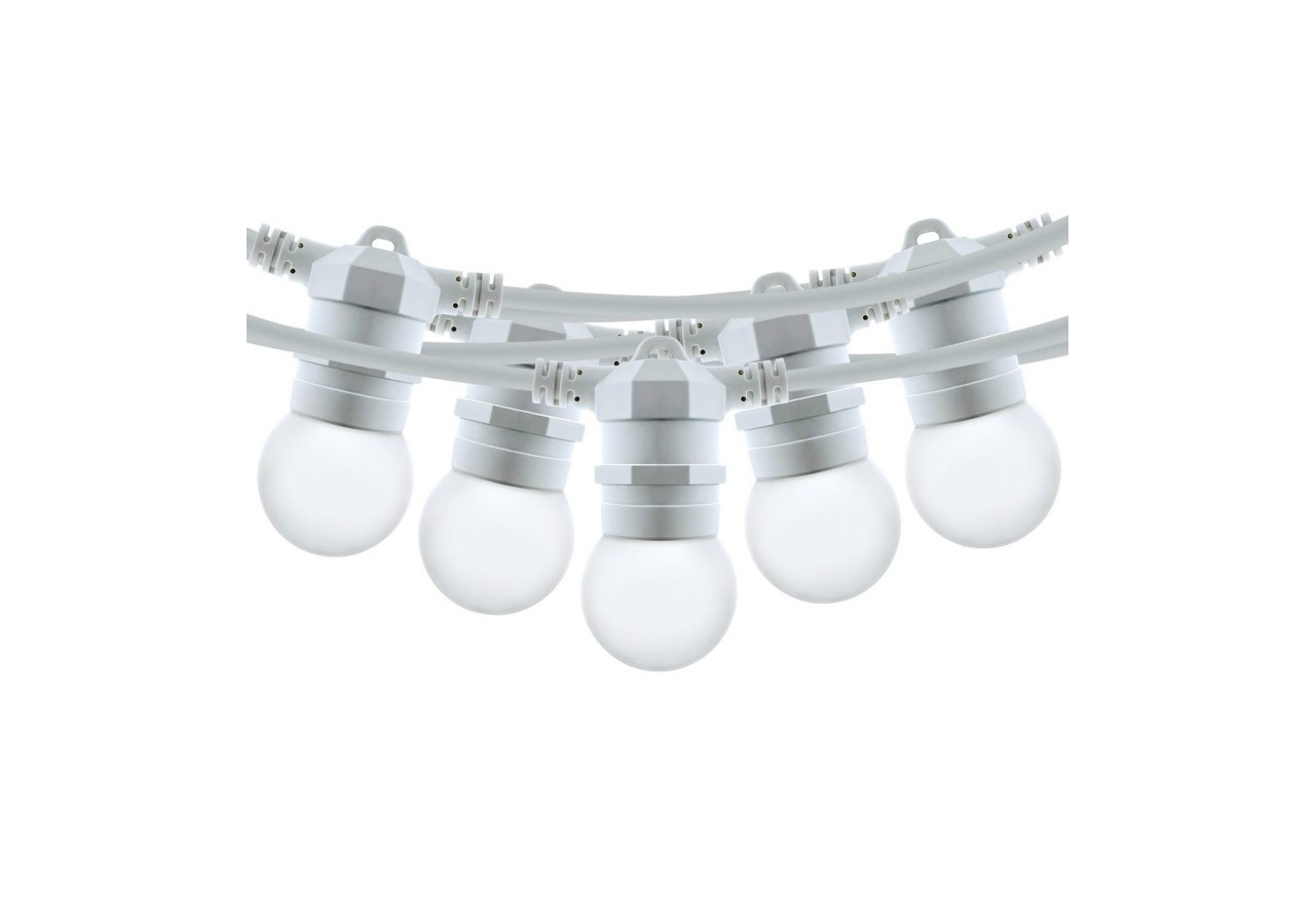 Kit guirlande lumineuse extérieure 10m + 10 ampoules LED E27 1W-IP44-Blanc chaud - K_L1500-B - Barcelona LED