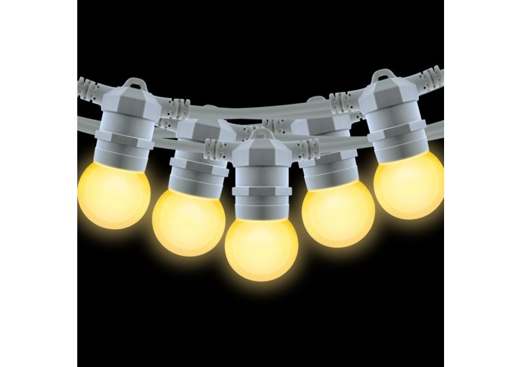 Kit guirlande lumineuse extérieure 10m + 10 ampoules LED E27 1W-IP44-Blanc chaud - K_L1500-B - Barcelona LED 2