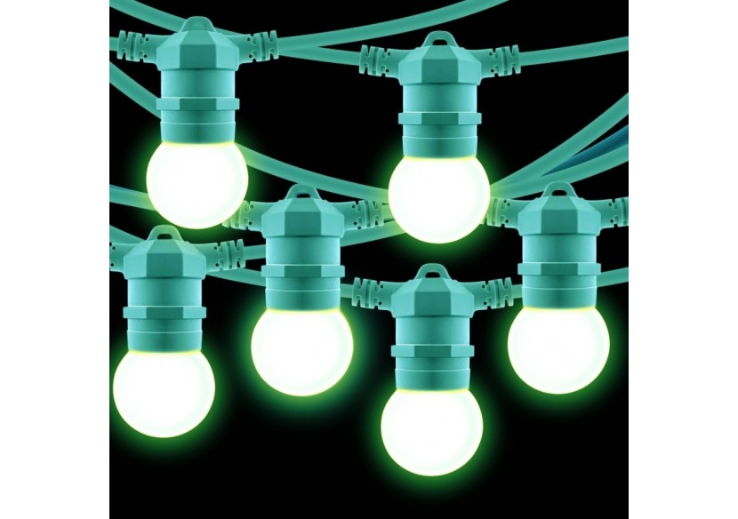 Kit guirlande lumineuse extérieure 10m + 10 ampoules LED E27 1W-IP44-Blanc chaud - K_L1500-VE - Barcelona LED