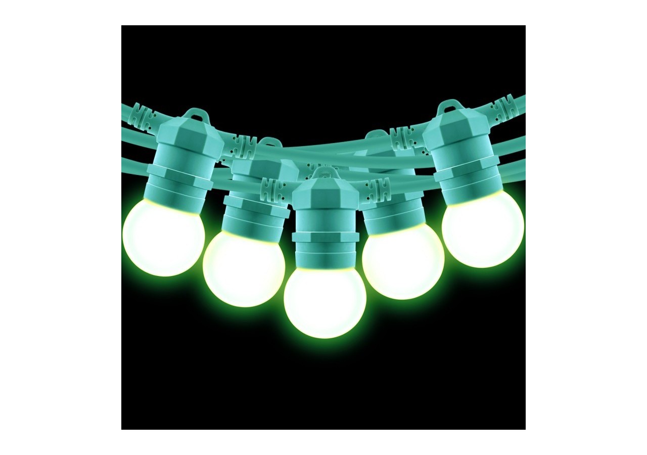 Kit guirlande lumineuse extérieure 10m + 10 ampoules LED E27 1W-IP44-Blanc chaud - K_L1500-VE - Barcelona LED