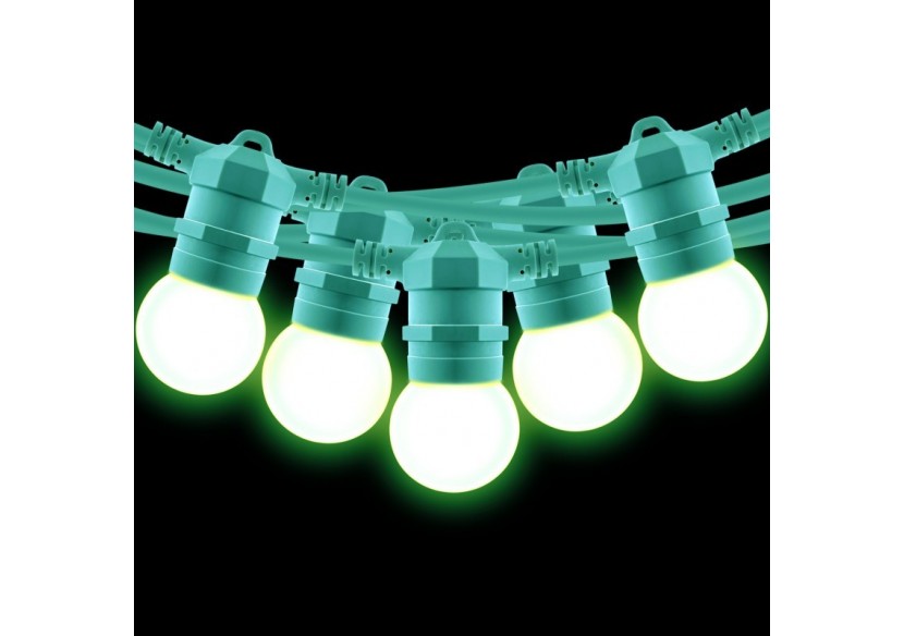 Kit guirlande lumineuse extérieure 10m + 10 ampoules LED E27 1W-IP44-Blanc chaud - K_L1500-VE - Barcelona LED