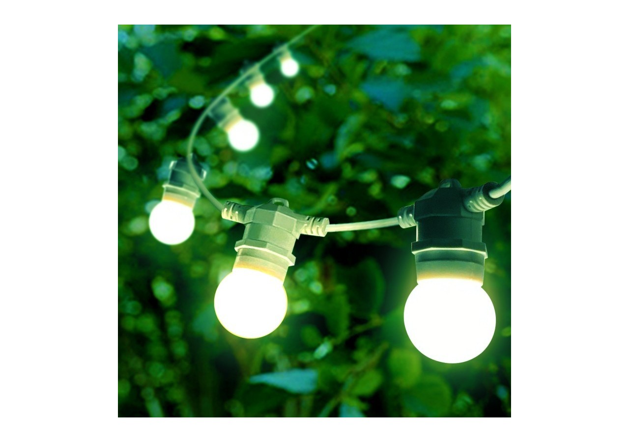 Kit guirlande lumineuse extérieure 10m + 10 ampoules LED E27 1W-IP44-Blanc chaud - K_L1500-VE - Barcelona LED