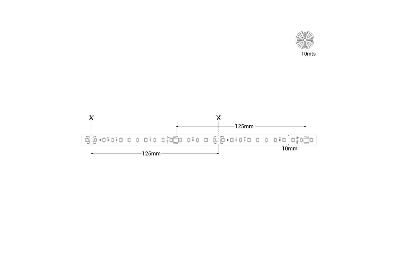 Ruban LED monochrome intelligent IC 24V DC-15W/m-IP20-120LED/m-Largeur 10mm-10m - B1577-BN - Barcelona LED
