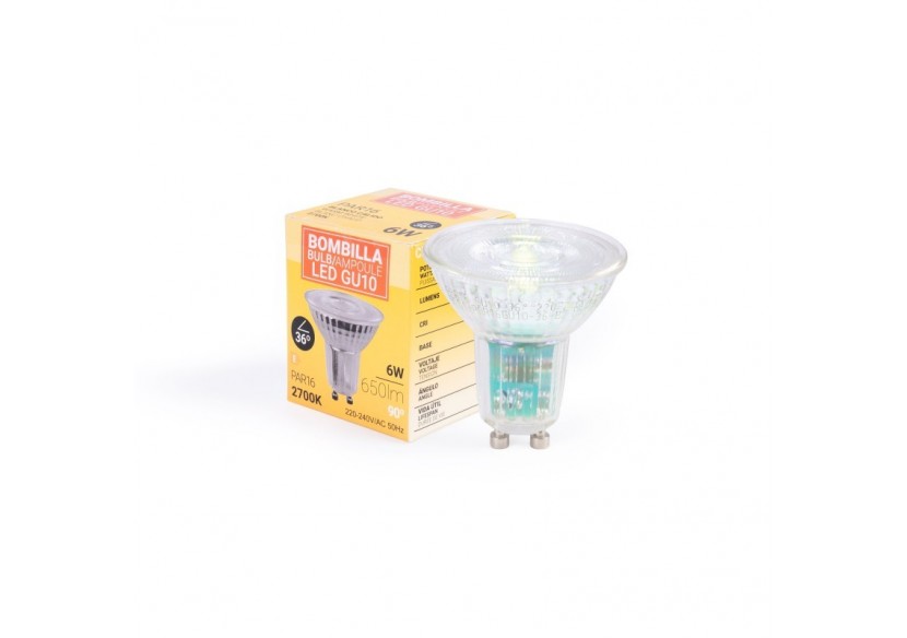 Ampoule LED GU10 6W verre-800lm-PAR16-36 degrés - BSC1-PAR16GU10-36-BC - Barcelona LED