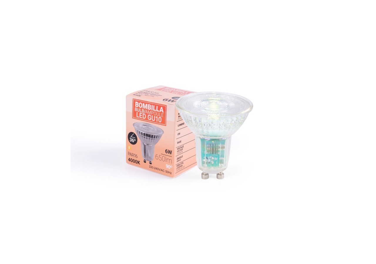 Ampoule LED GU10 6W verre-800lm-PAR16-36 degrés - BSC1-PAR16GU10-36-BN - Barcelona LED