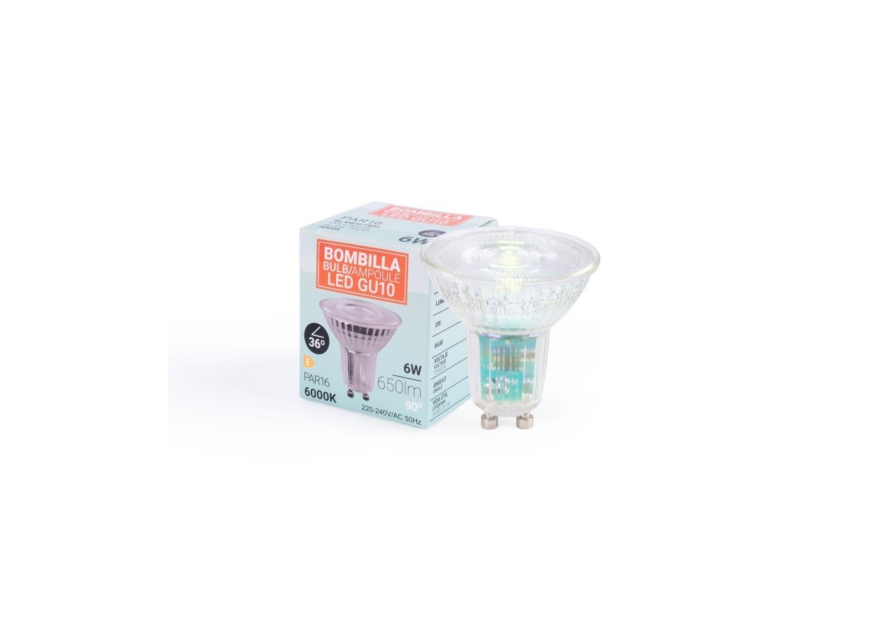 Ampoule LED GU10 6W verre-800lm-PAR16-36 degrés - BSC1-PAR16GU10-36-BF - Barcelona LED