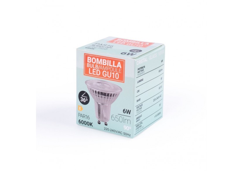 Ampoule LED GU10 6W verre-800lm-PAR16-36 degrés - BSC1-PAR16GU10-36-BF - Barcelona LED