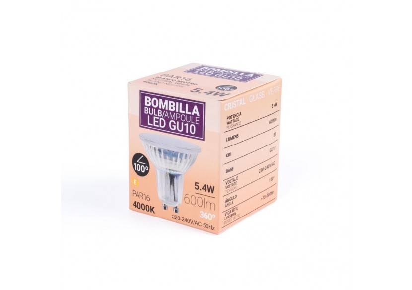 Ampoule LED GU10 5,4W verre-740lm-PAR16-100 degrés - BSC1-PAR16GU10-100-BN - Barcelona LED