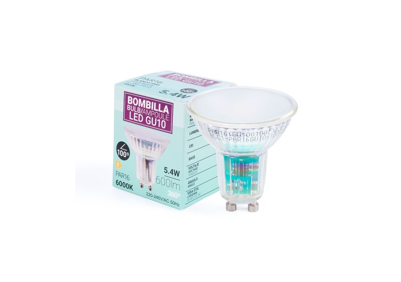 Ampoule LED GU10 5,4W verre-740lm-PAR16-100 degrés - BSC1-PAR16GU10-100-BF - Barcelona LED