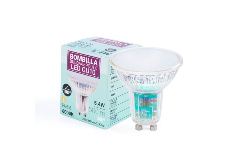 Ampoule LED GU10 5,4W verre-740lm-PAR16-100 degrés - BSC1-PAR16GU10-100-BF - Barcelona LED