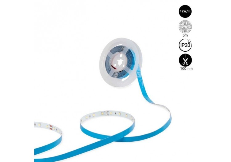 Ruban LED 24V DC-12W/m-Monochrome-10mm-IP20 -5m-SMD2835 60LED/m - B1653-BN - Barcelona LED