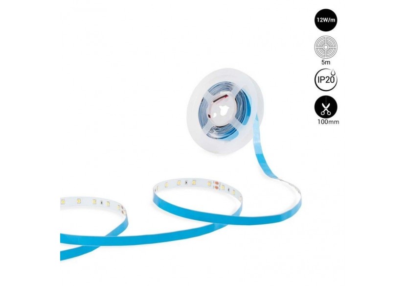 Ruban LED 24V DC-12W/m-Monochrome-10mm-IP20 -5m-SMD2835 60LED/m - B1653-BN - Barcelona LED