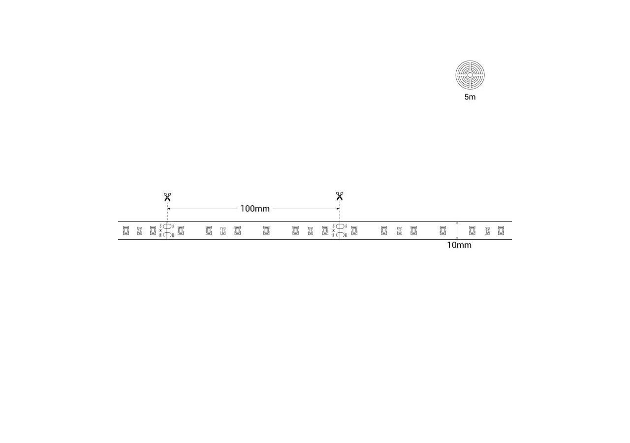 Ruban LED 24V DC-12W/m-Monochrome-10mm-IP20 -5m-SMD2835 60LED/m - B1653-BN - Barcelona LED