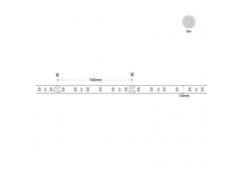 Ruban LED 24V DC-12W/m-Monochrome-10mm-IP20 -5m-SMD2835 60LED/m - B1653-BF - Barcelona LED