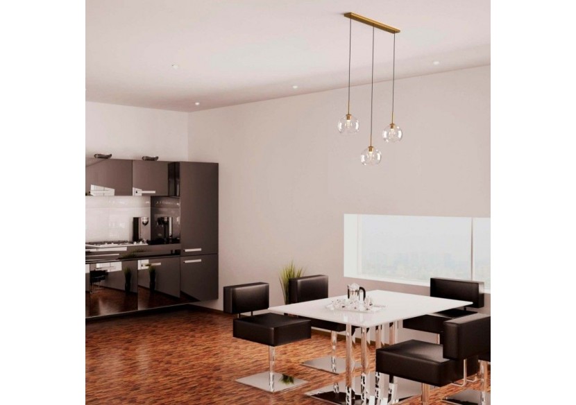 Suspension 3 boules en verre cristal "Merce"-3 x E27 - LC301-D - Barcelona LED Suspension 3 boules en verre cristal "Merce"-3 x E27 - LC301-D - Barcelona LED