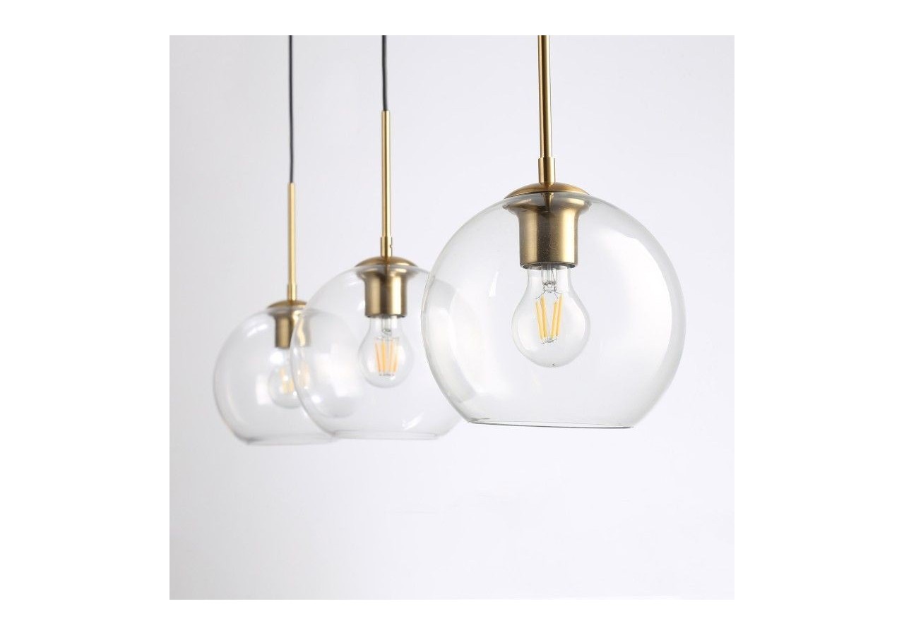 Suspension 3 boules en verre cristal "Merce"-3 x E27 - LC301-D - Barcelona LED