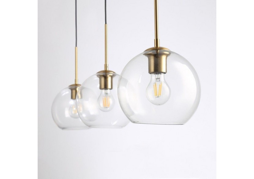 Suspension 3 boules en verre cristal "Merce"-3 x E27 - LC301-D - Barcelona LED Suspension 3 boules en verre cristal "Merce"-3 x E27 - LC301-D - Barcelona LED