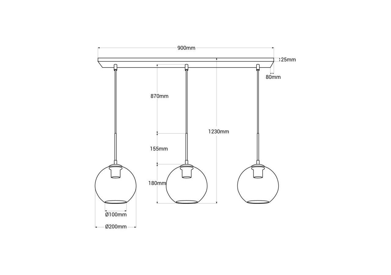 Suspension 3 boules en verre cristal "Merce"-3 x E27 - LC301-D - Barcelona LED