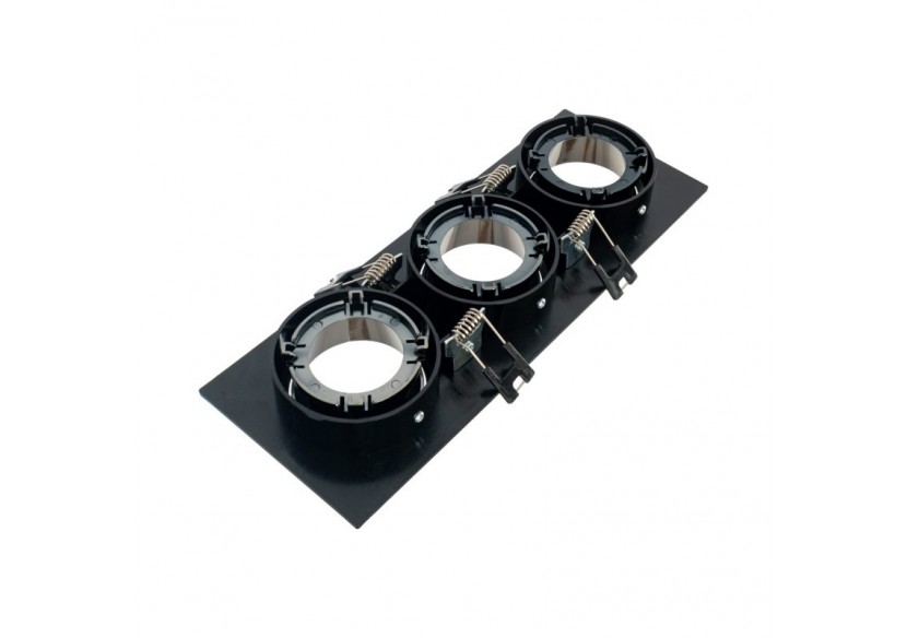 Collerette downlight carrée triple orientable GU10 / MR16-Faible indice UGR-Coupe 75 x 235 mm - B923-GN - Barcelona LED