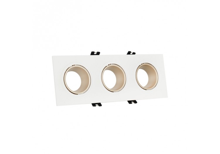 Collerette downlight carrée triple orientable GU10 / MR16-Faible indice UGR-Coupe 75 x 235 mm - B923-CB - Barcelona LED