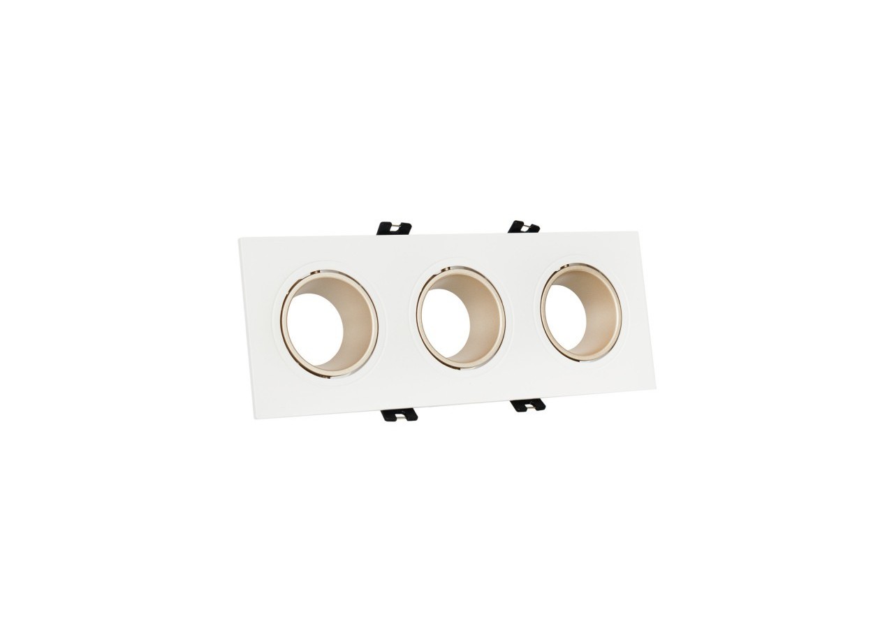 Collerette downlight carrée triple orientable GU10 / MR16-Faible indice UGR-Coupe 75 x 235 mm - B923-CB - Barcelona LED