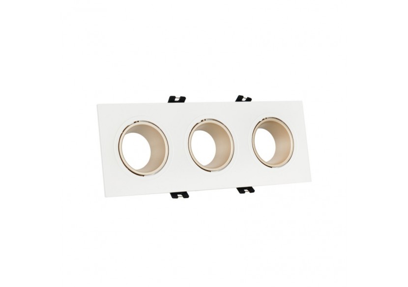 Collerette downlight carrée triple orientable GU10 / MR16-Faible indice UGR-Coupe 75 x 235 mm - B923-CB - Barcelona LED Collerette downlight carrée triple orientable GU10 / MR16-Faible indice UGR-Coupe 75 x 235 mm - B923-CB - Barcelona LED