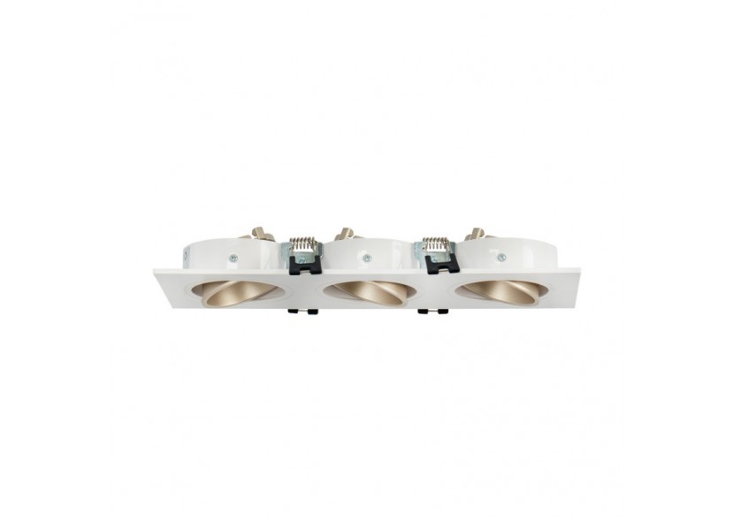 Collerette downlight carrée triple orientable GU10 / MR16-Faible indice UGR-Coupe 75 x 235 mm - B923-CB - Barcelona LED Collerette downlight carrée triple orientable GU10 / MR16-Faible indice UGR-Coupe 75 x 235 mm - B923-CB - Barcelona LED