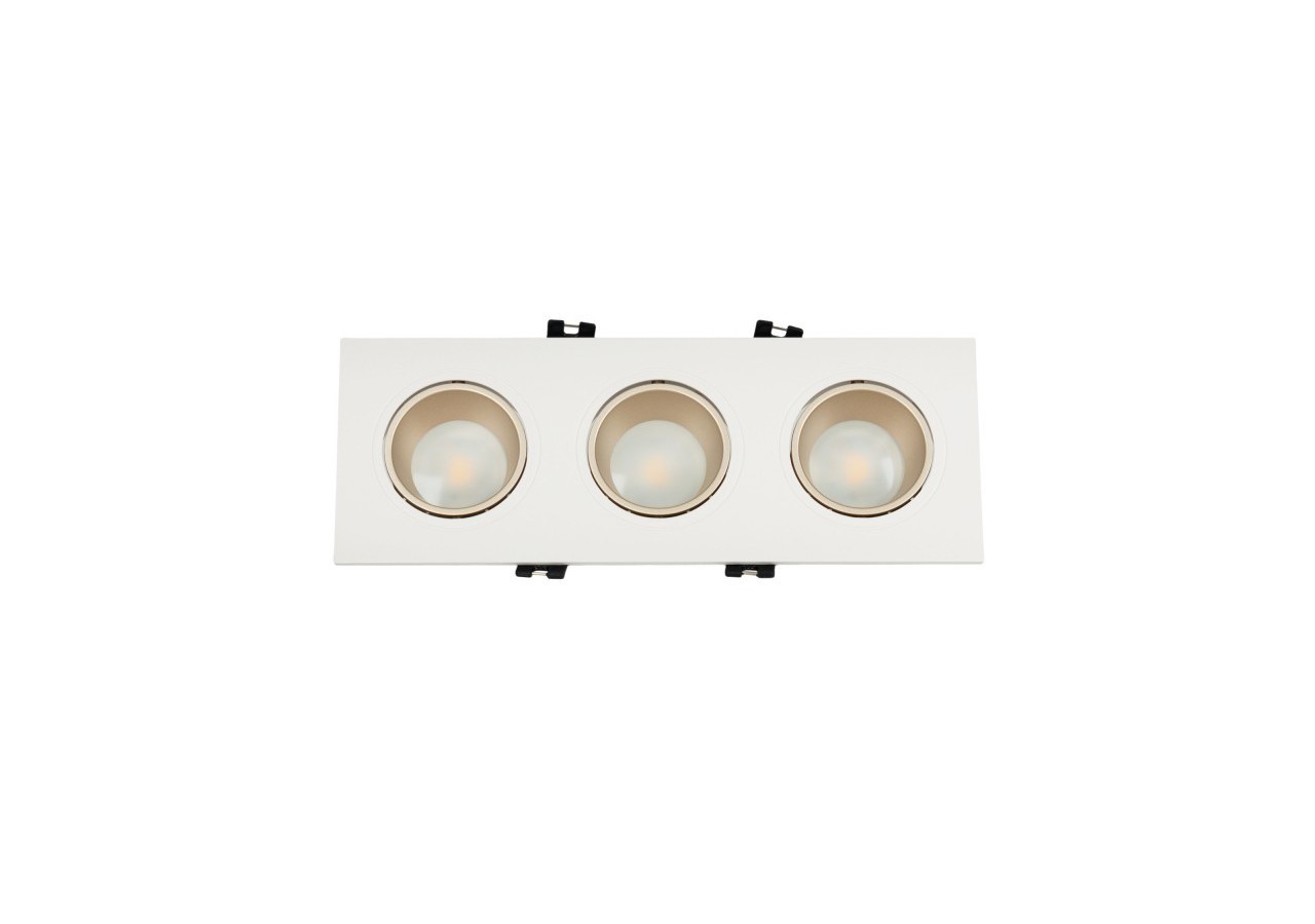 Collerette downlight carrée triple orientable GU10 / MR16-Faible indice UGR-Coupe 75 x 235 mm - B923-CB - Barcelona LED