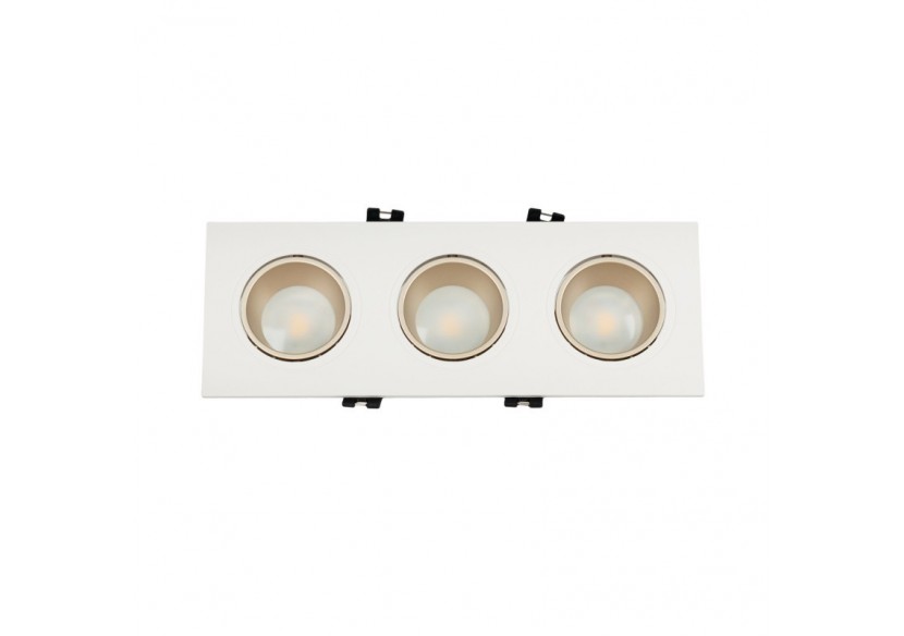 Collerette downlight carrée triple orientable GU10 / MR16-Faible indice UGR-Coupe 75 x 235 mm - B923-CB - Barcelona LED Collerette downlight carrée triple orientable GU10 / MR16-Faible indice UGR-Coupe 75 x 235 mm - B923-CB - Barcelona LED