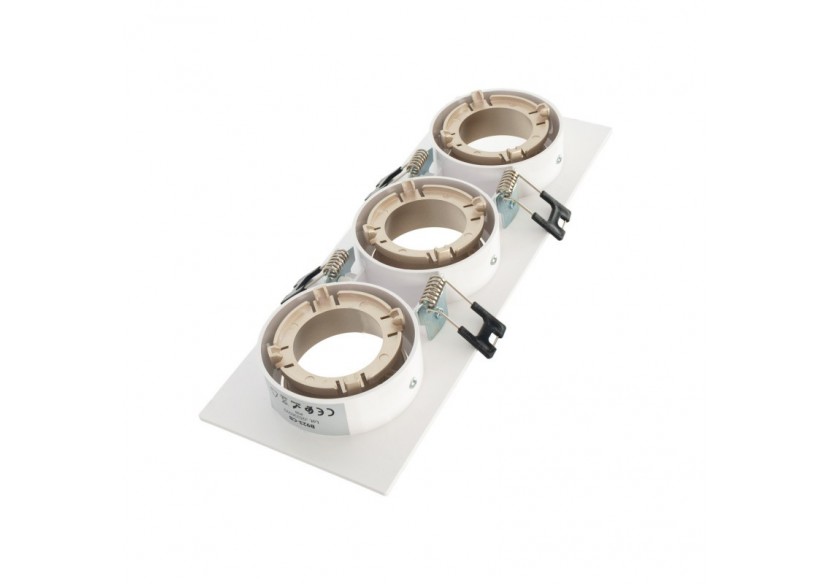 Collerette downlight carrée triple orientable GU10 / MR16-Faible indice UGR-Coupe 75 x 235 mm - B923-CB - Barcelona LED Collerette downlight carrée triple orientable GU10 / MR16-Faible indice UGR-Coupe 75 x 235 mm - B923-CB - Barcelona LED