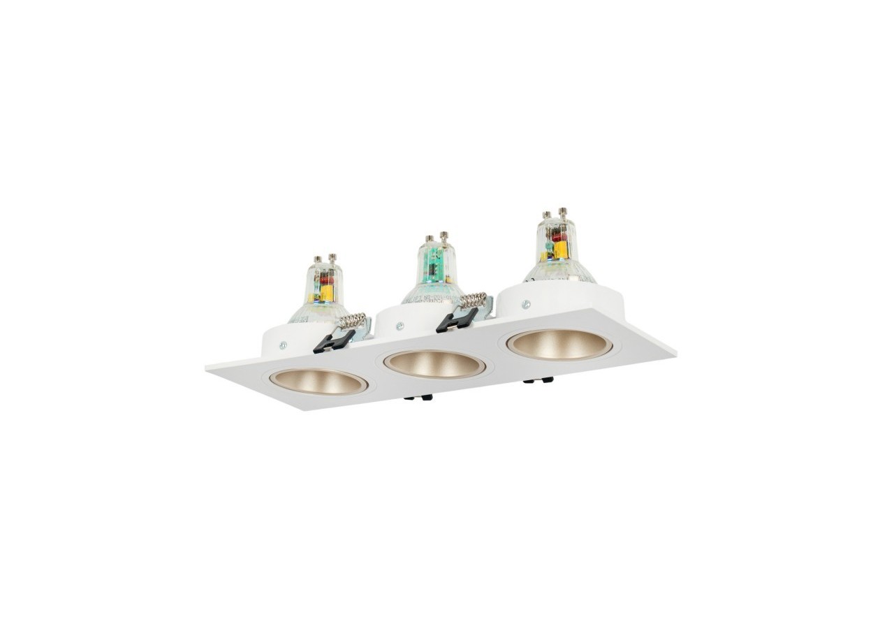 Collerette downlight carrée triple orientable GU10 / MR16-Faible indice UGR-Coupe 75 x 235 mm - B923-CB - Barcelona LED