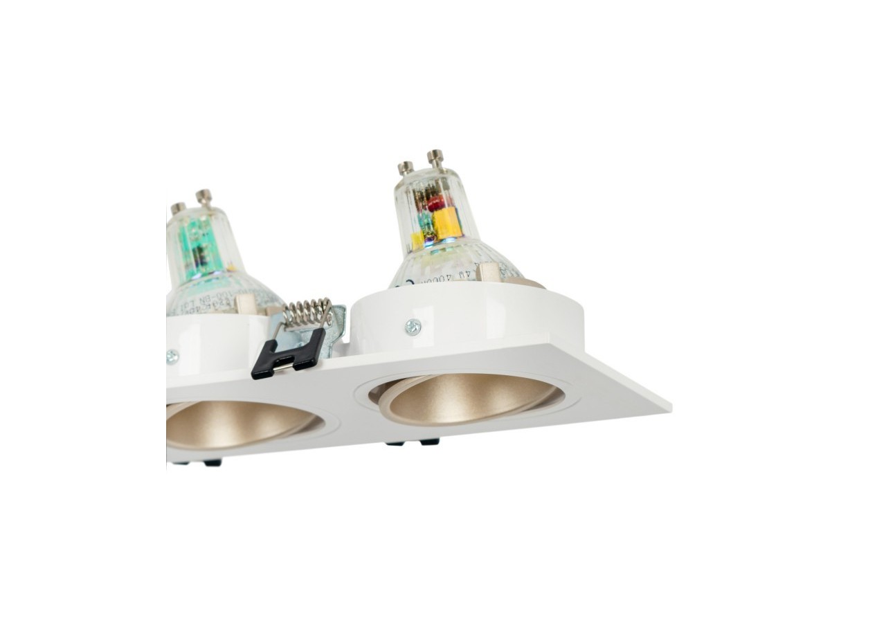 Collerette downlight carrée triple orientable GU10 / MR16-Faible indice UGR-Coupe 75 x 235 mm - B923-CB - Barcelona LED