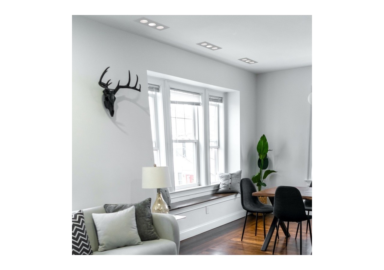 Collerette downlight carrée triple orientable GU10 / MR16-Faible indice UGR-Coupe 75 x 235 mm - B923-CB - Barcelona LED