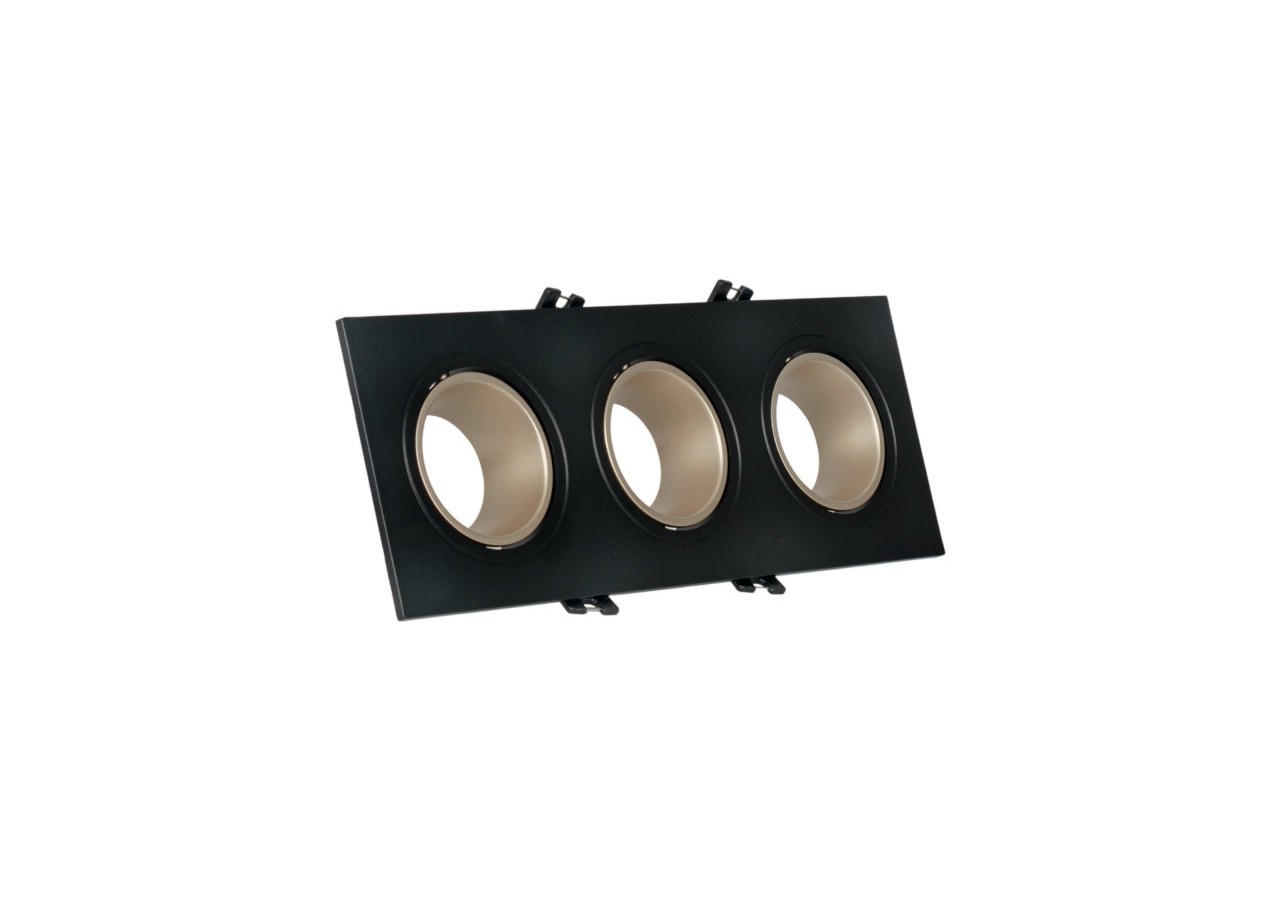 Collerette downlight carrée triple orientable GU10 / MR16-Faible indice UGR-Coupe 75 x 235 mm - B923-CN - Barcelona LED