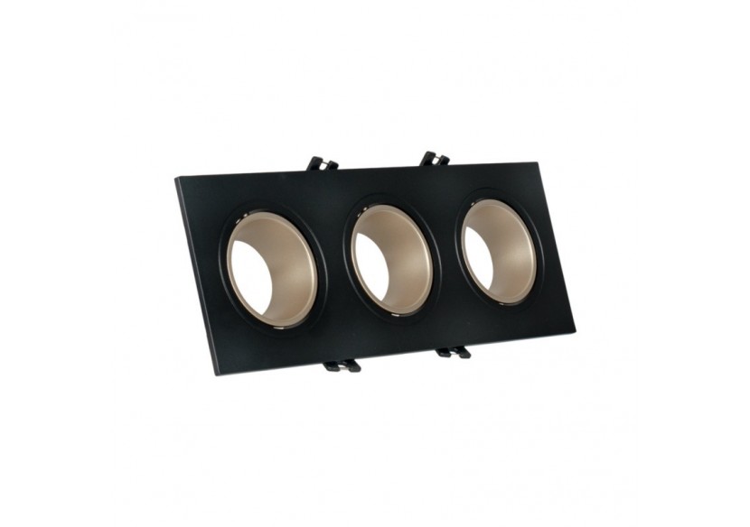 Collerette downlight carrée triple orientable GU10 / MR16-Faible indice UGR-Coupe 75 x 235 mm - B923-CN - Barcelona LED Collerette downlight carrée triple orientable GU10 / MR16-Faible indice UGR-Coupe 75 x 235 mm - B923-CN - Barcelona LED