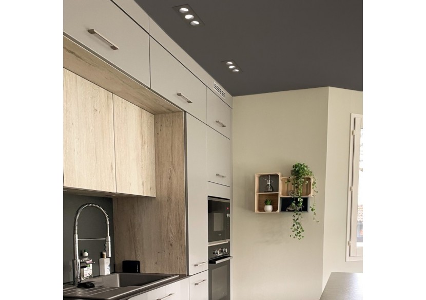 Collerette downlight carrée triple orientable GU10 / MR16-Faible indice UGR-Coupe 75 x 235 mm - B923-CN - Barcelona LED Collerette downlight carrée triple orientable GU10 / MR16-Faible indice UGR-Coupe 75 x 235 mm - B923-CN - Barcelona LED