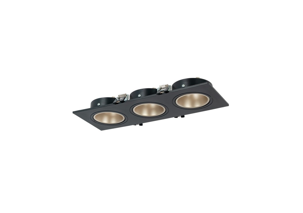 Collerette downlight carrée triple orientable GU10 / MR16-Faible indice UGR-Coupe 75 x 235 mm - B923-CN - Barcelona LED