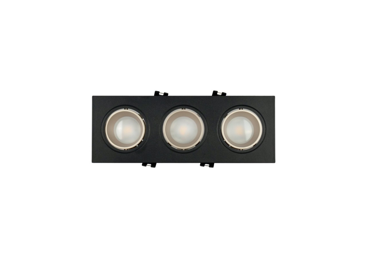 Collerette downlight carrée triple orientable GU10 / MR16-Faible indice UGR-Coupe 75 x 235 mm - B923-CN - Barcelona LED